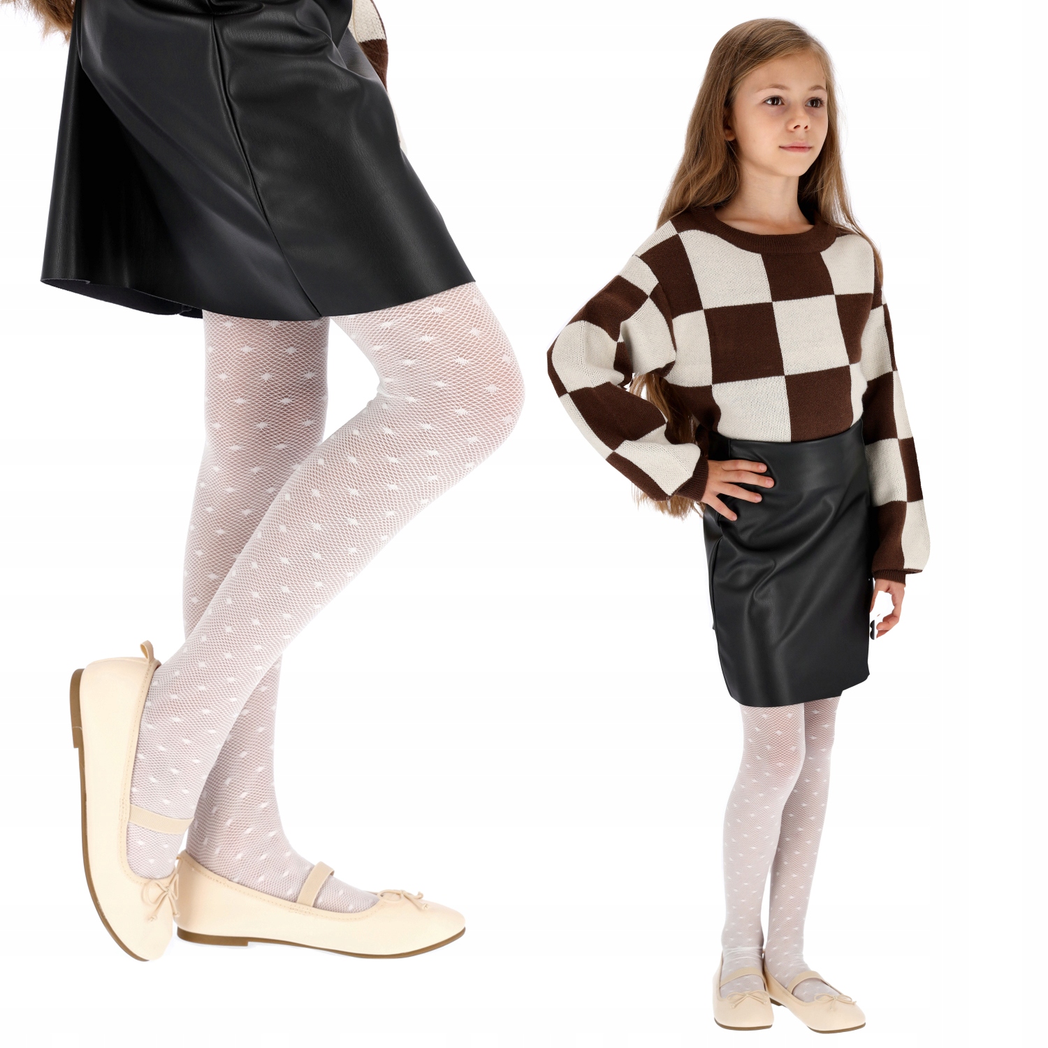 

Dziewczęce Białe Rajstopy We 128-140