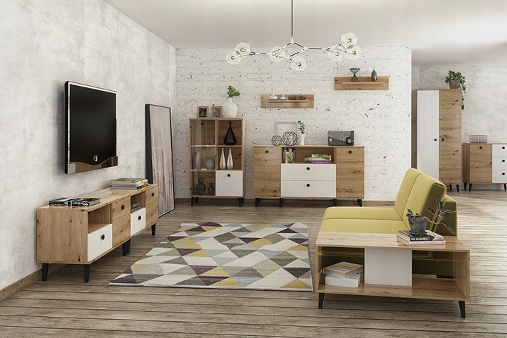 Komoda z szufladami C2 120 cm Dąb Artisan/Biały Kolekcja C