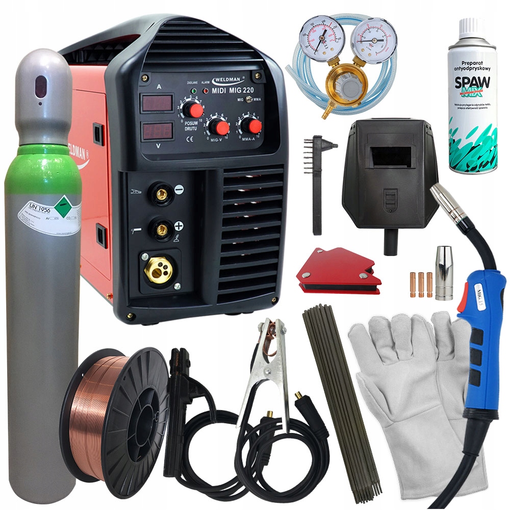 

Spawarka Migomat 220A Mig 220 Mma zestaw Mag 2w1