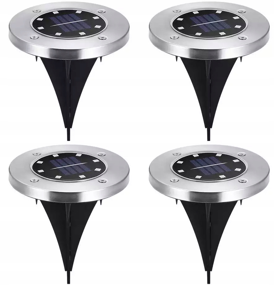 

Lampki Solarne Led Ogrodowe Gruntowe Dyski 4szt