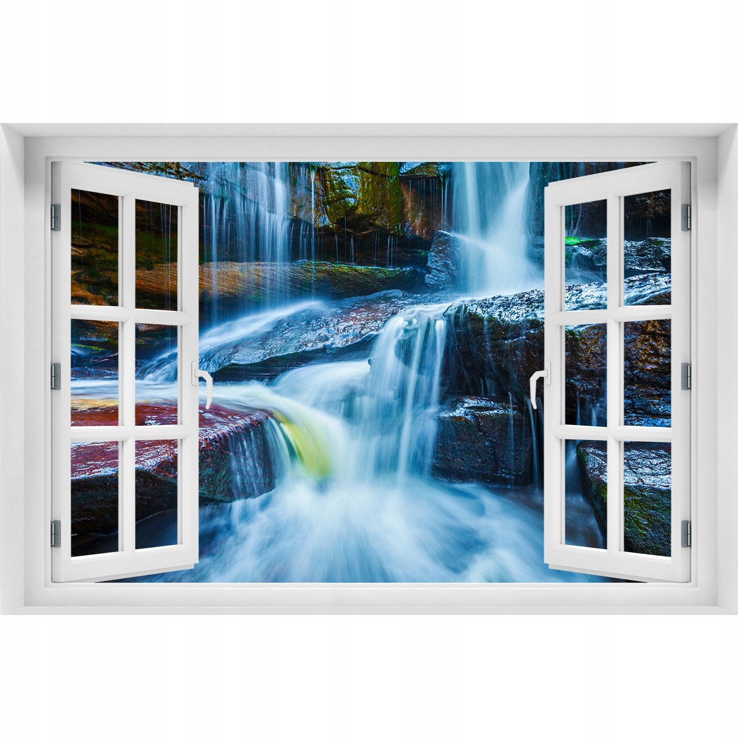 

Naklejka fototapeta Okno Tropiki wodospad 150x100