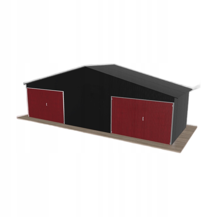 Plechová garáž 9x3 m dvoupolohová, dvoupolohová, černá