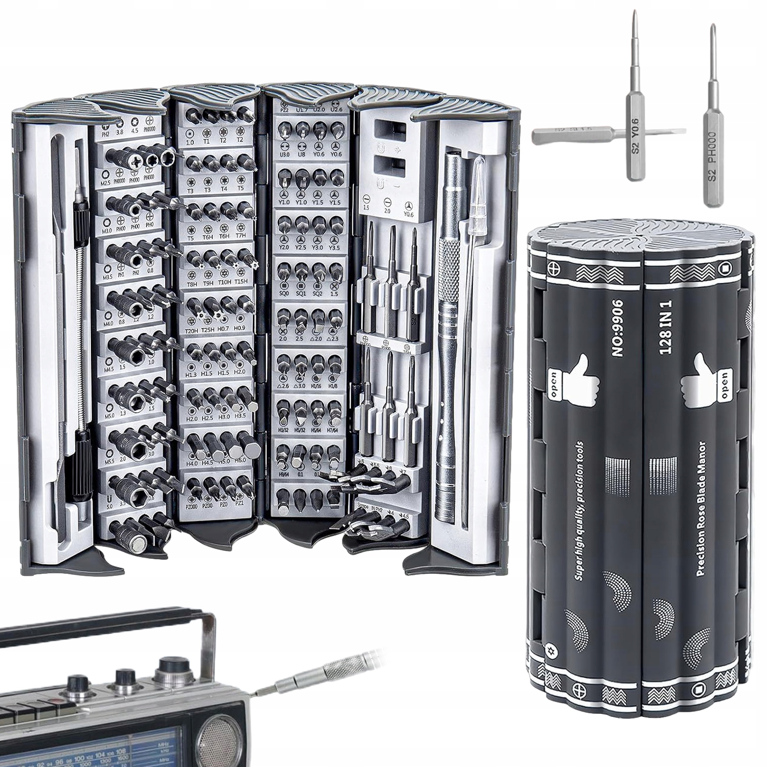 Sada Přesných Nástrojů 128 V 1 S Magnetickým Šroubovákem A 122 Bity