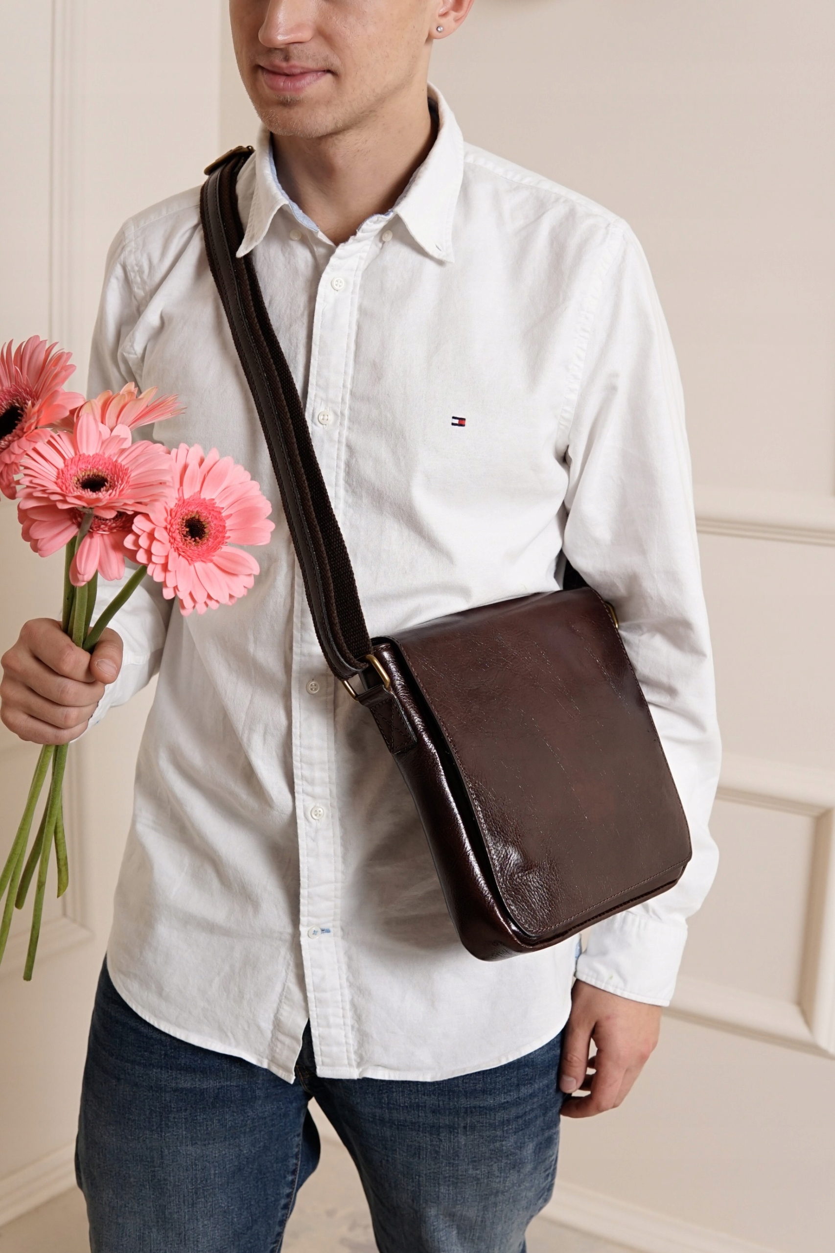 Pánská taška z přírodní kůže Mauro-M hnědá, italská elegance