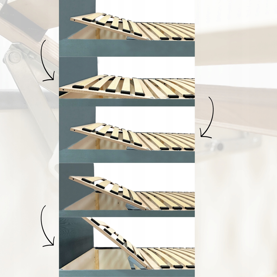 Rama z regulowanym zagłówkiem na łóżko 90x200cm drewniany 19 listew Rozmiar (cm) 90x200