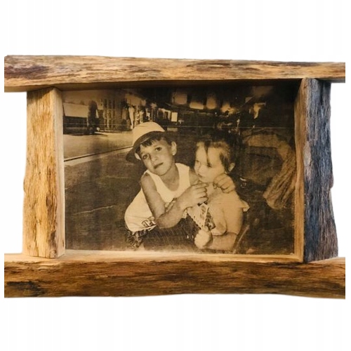 Portret Obraz s gravírováním na dřevě Gift v rámu