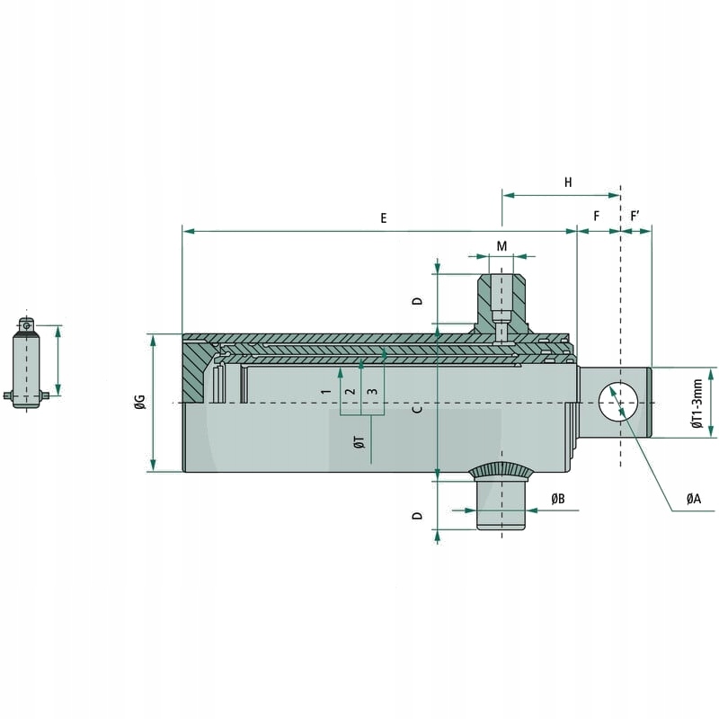 Siłownik teleskopowy 45/61, skok 820mm, siła nośna 2,8/ Producent części Chapel