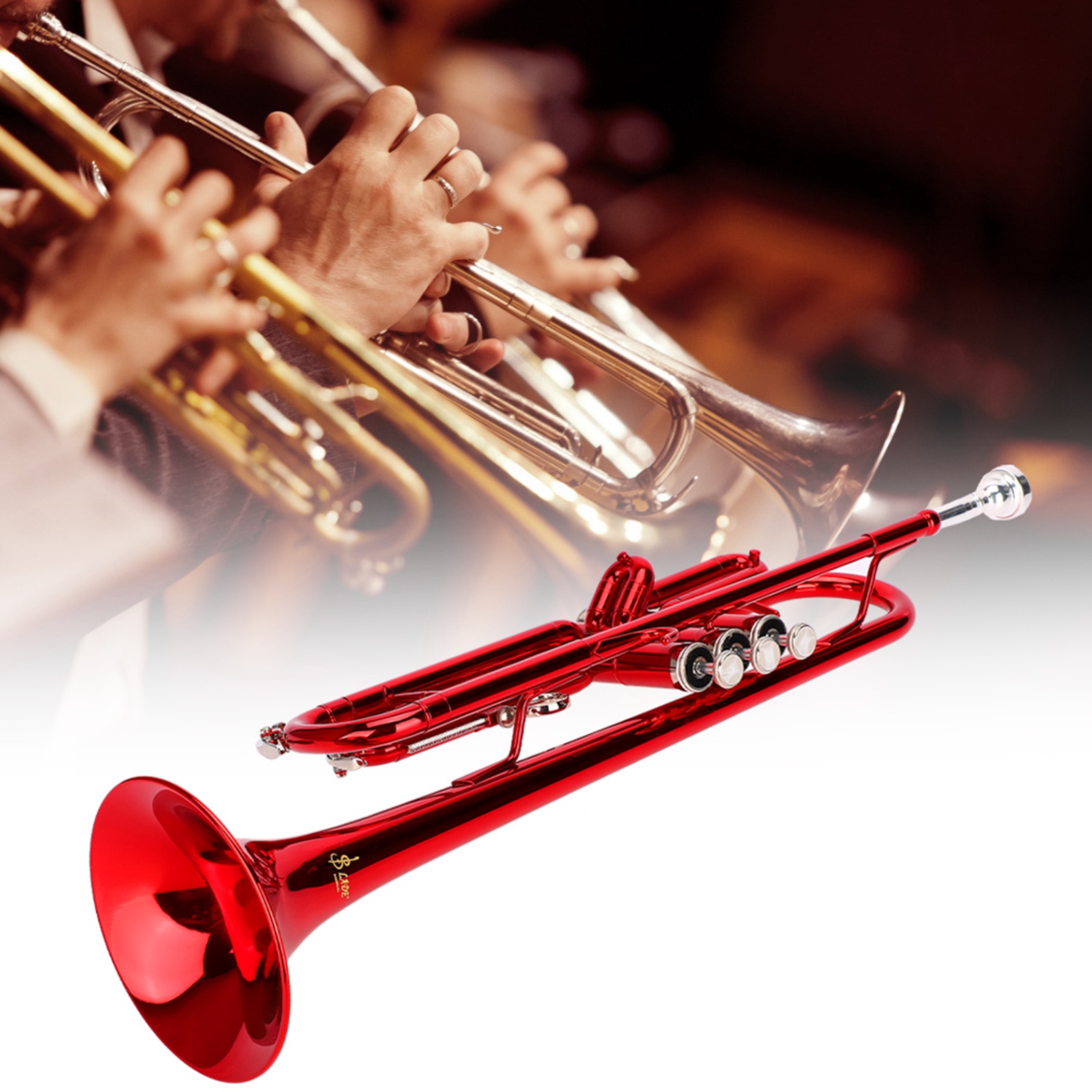 brass trumpet music wind instrument with assistant tools set (red) Marka bez marki