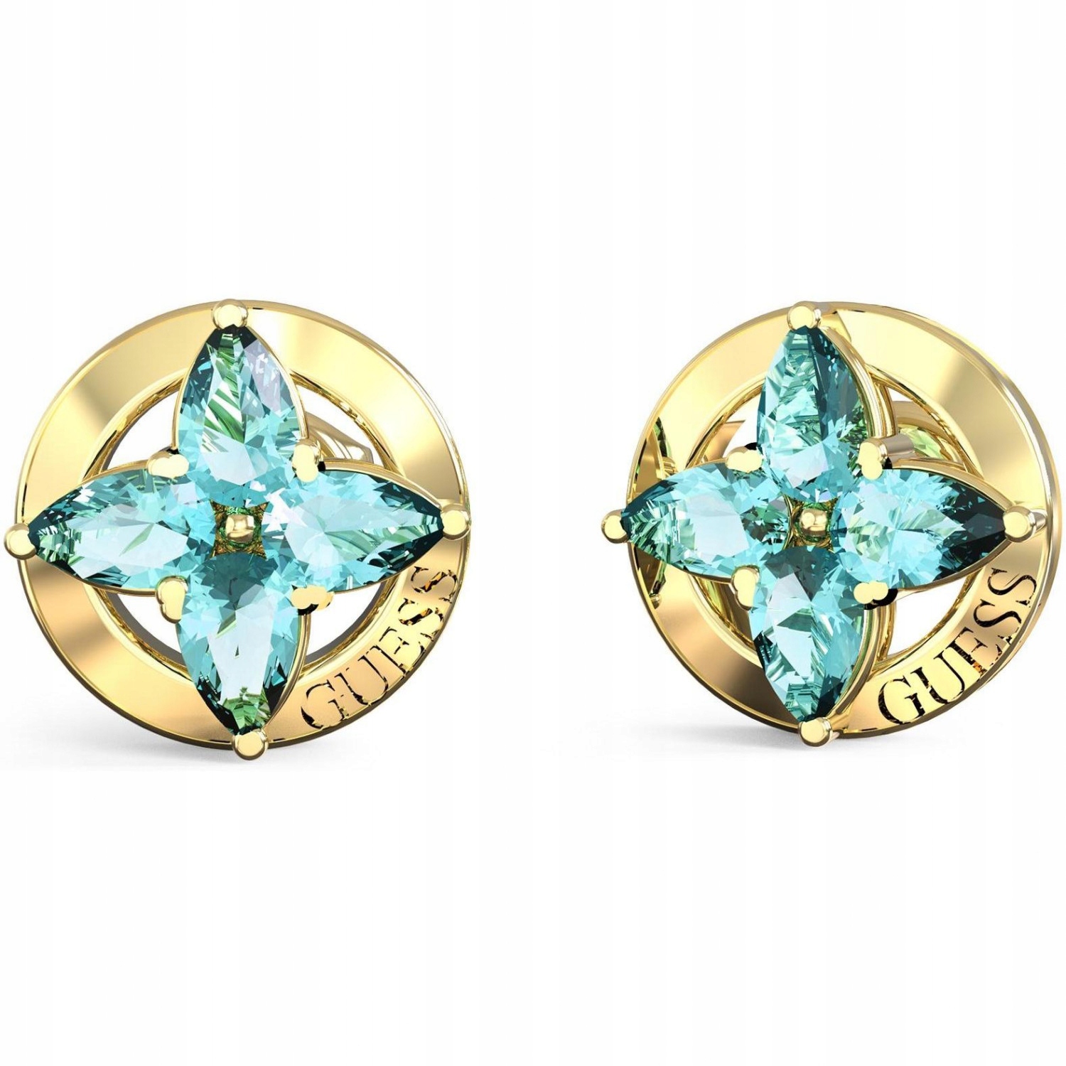 Náušnice dámské Guess zlaté zirkon kytičky