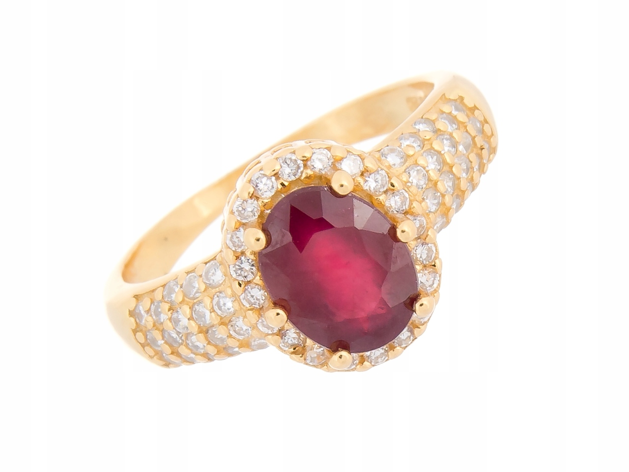 Stříbrný Prstýnek VEL.13 Zlacený Rubín Přírodní Dárek