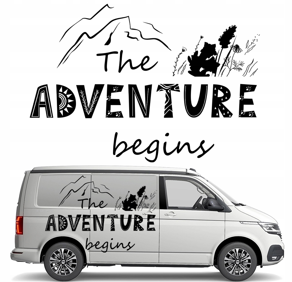 Nalepka Grafika na auto karavan přívěs Adventure Příběh Hory 94x136