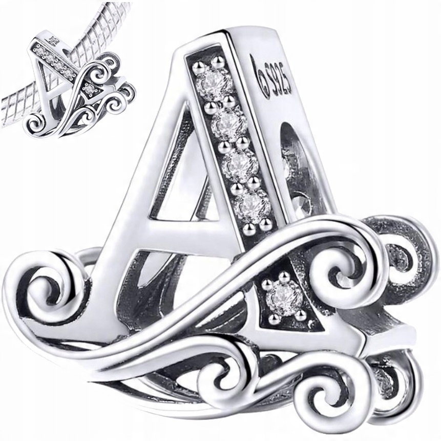 

Charms Literka A srebro 925 koralik zawieszka S925
