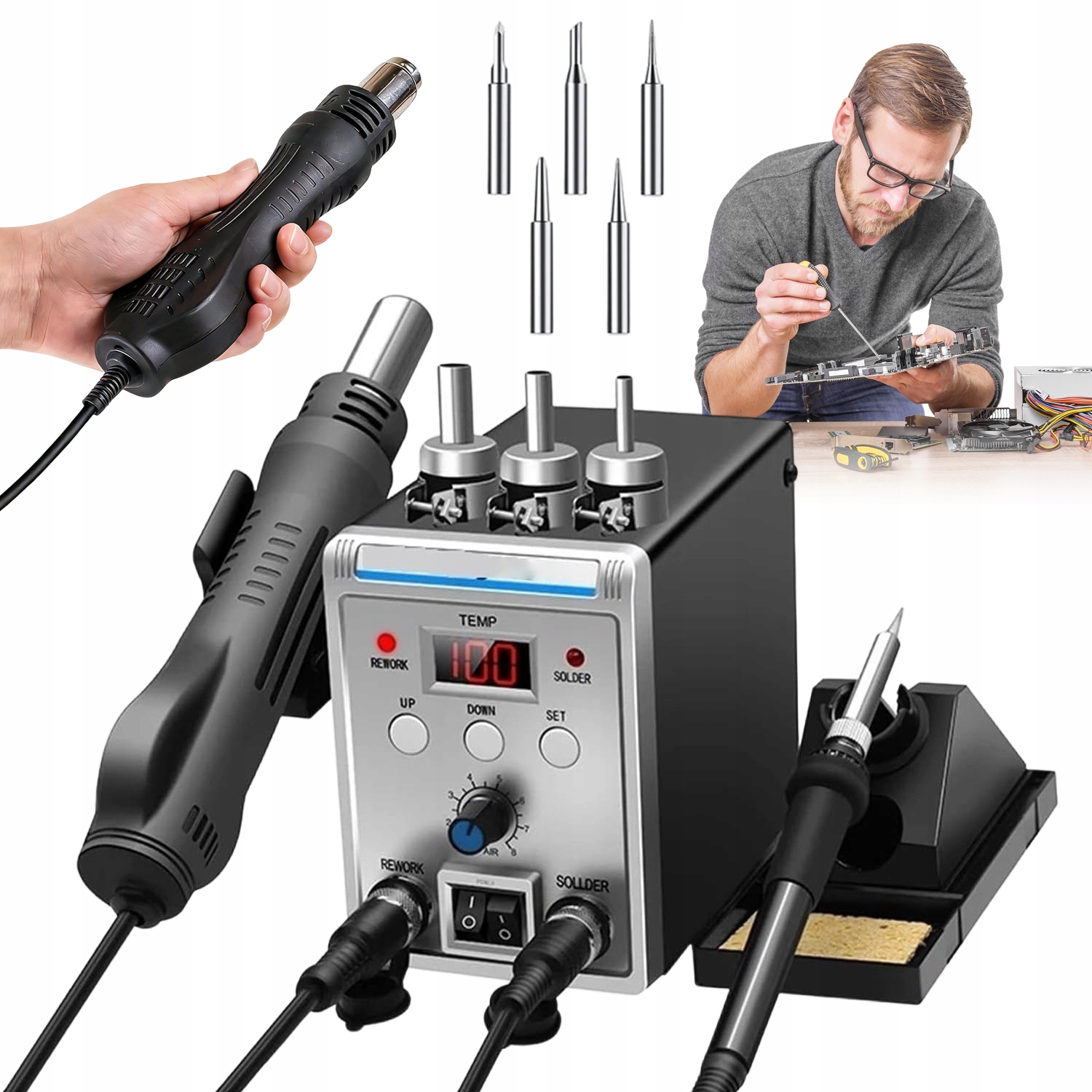 Horkovzdušná Pájecí Stanice S Led Displejem