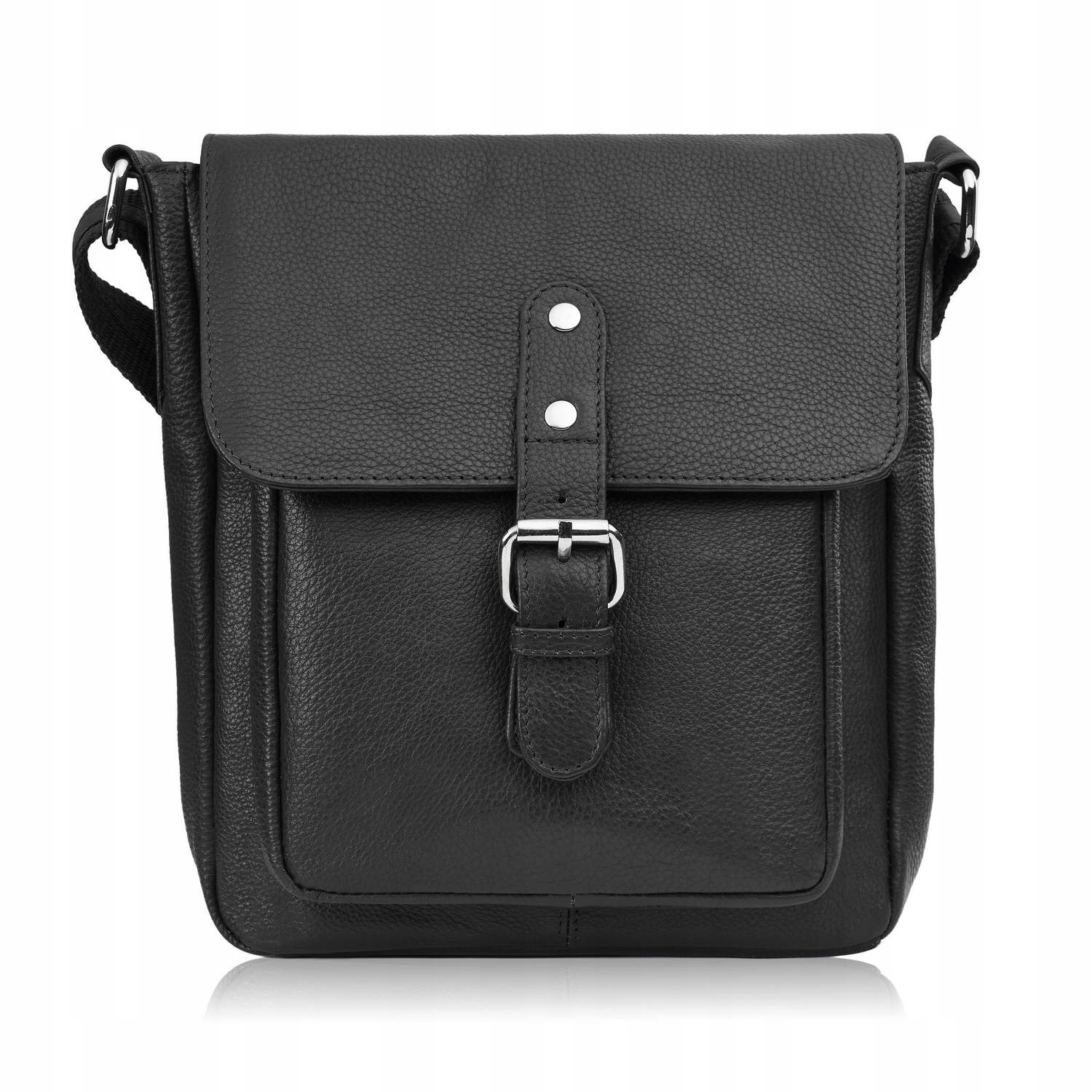 Listonoszka męska skórzana na ramię vintage retro czarna Paolo Peruzzi