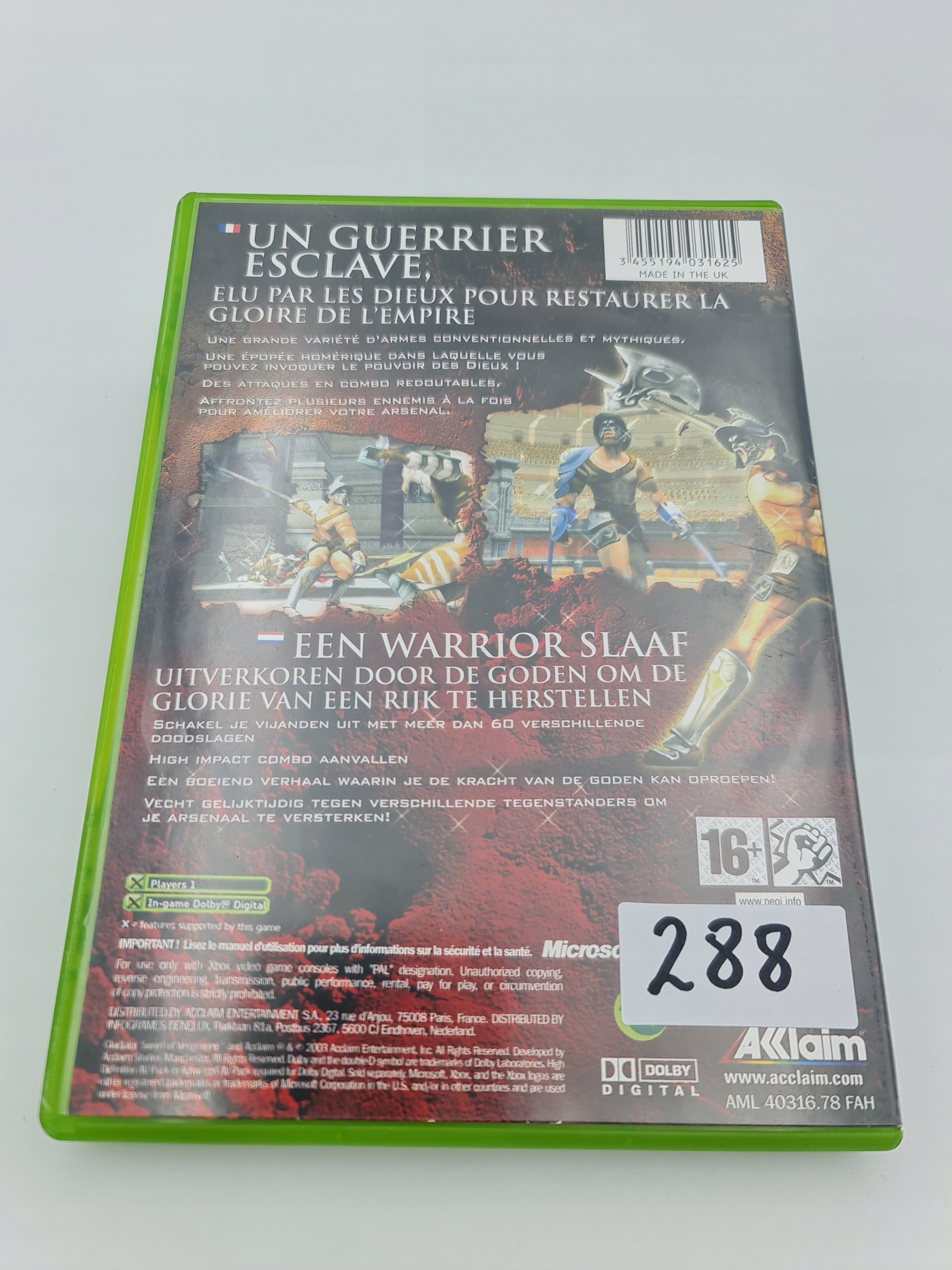 XBOX GLADIATOR SWORD OF VENGEANCE Platforma Microsoft Xbox