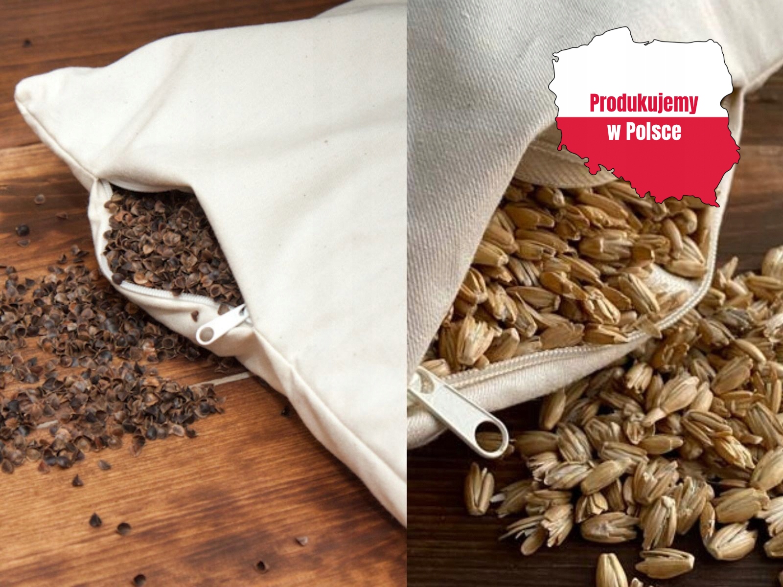 Polská Polštář 50x70 Oboustranná pohanková špaldová -pohanková slupka špalda