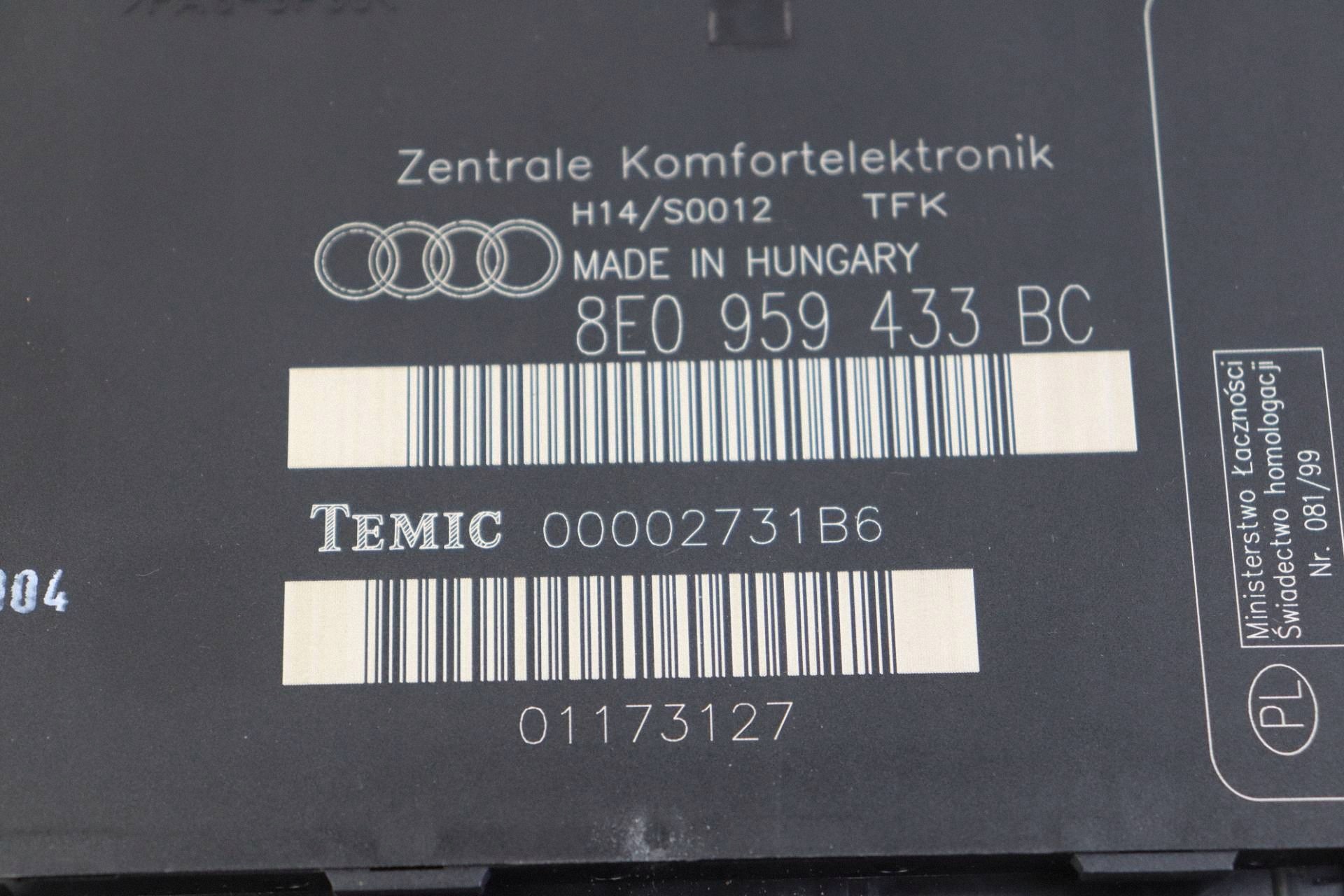 AUDI A4 B6 B7 control unit comfort control unit 8E0959433BC