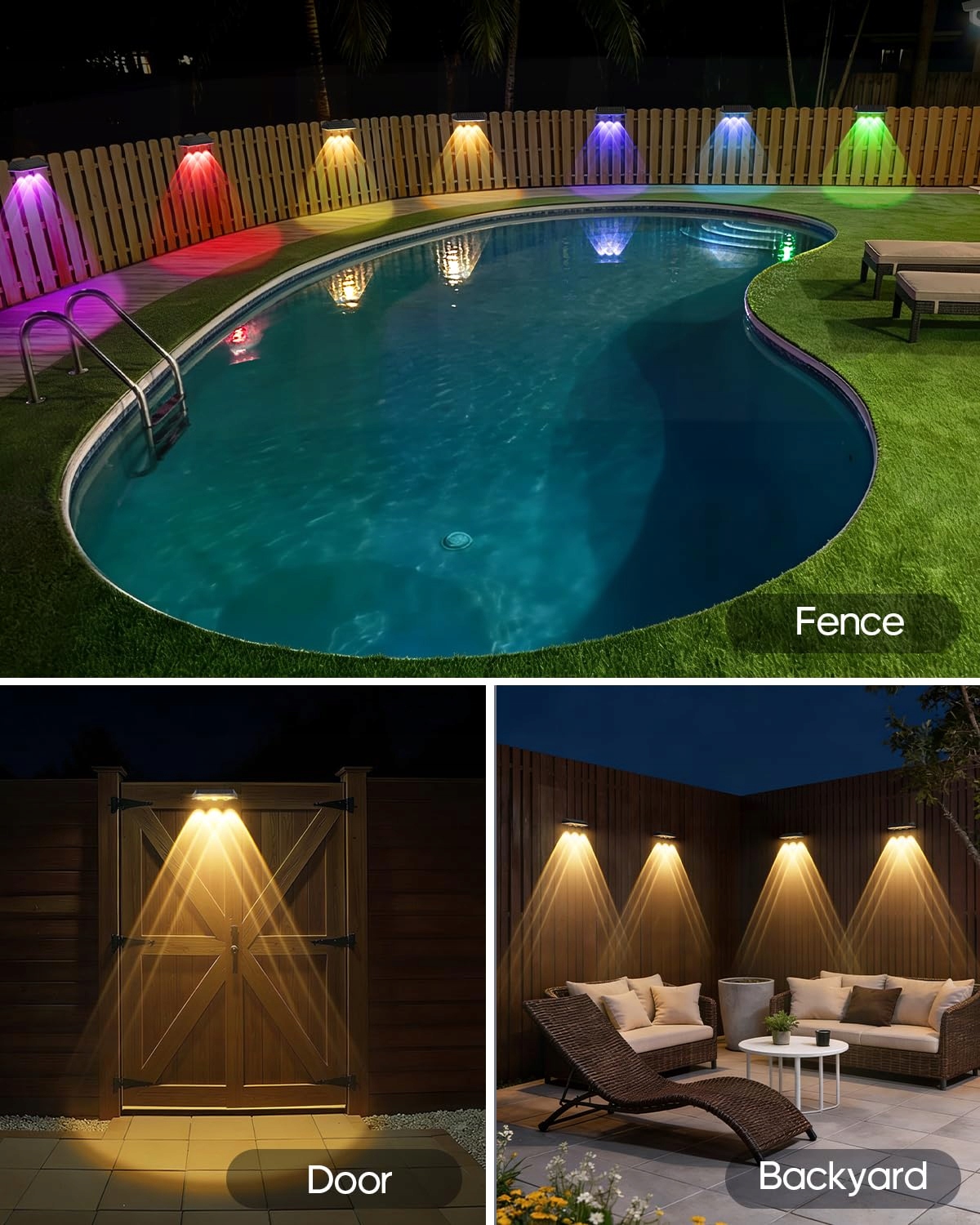 Lampy Solarne RGB Na Balkon Ogród Taras Wodoodporne 12 Sztuk IP65 SOIARLLT — miniatura 6