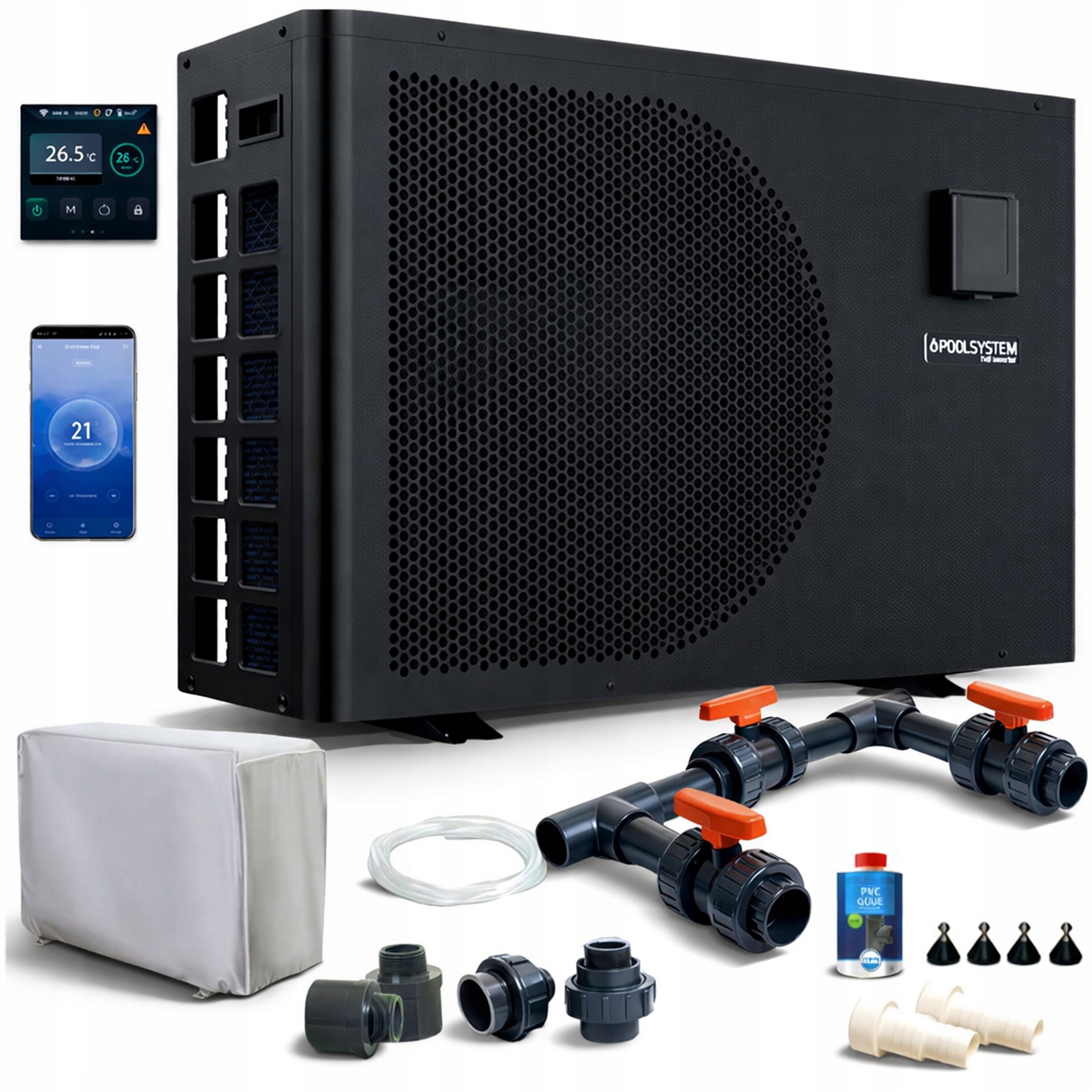 Invertorové tepelné čerpadlo do bazénu 40 m3 Poolsystem PCP90 9 kW Wifi