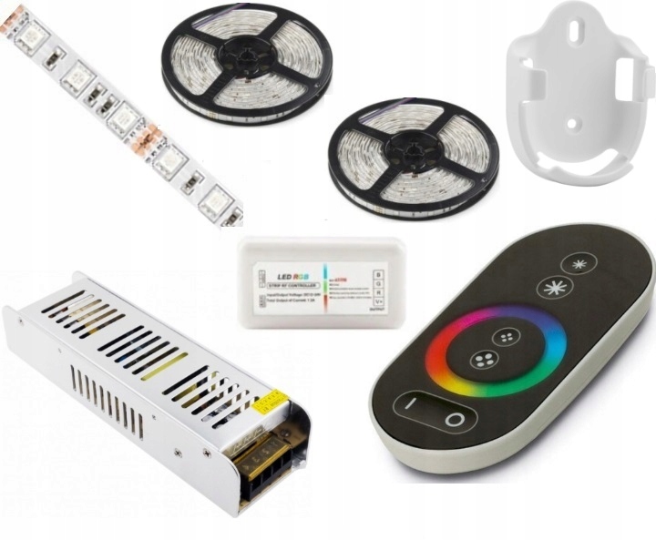 ZESTAW 16m TASMA LED RGB 5050 PILOT DOTYKOWY ZASIL (5907195401016 ...