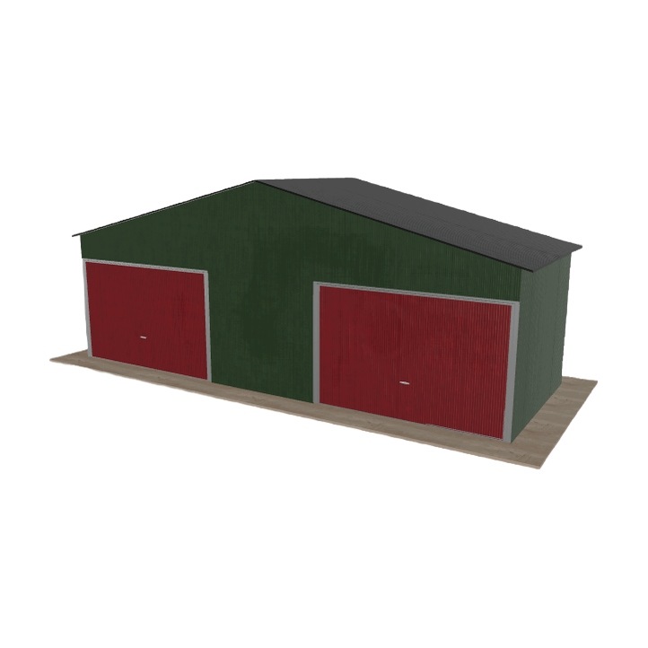 Plechová garáž 8x3 m dvoupolohová, dvoupolohová, zelená