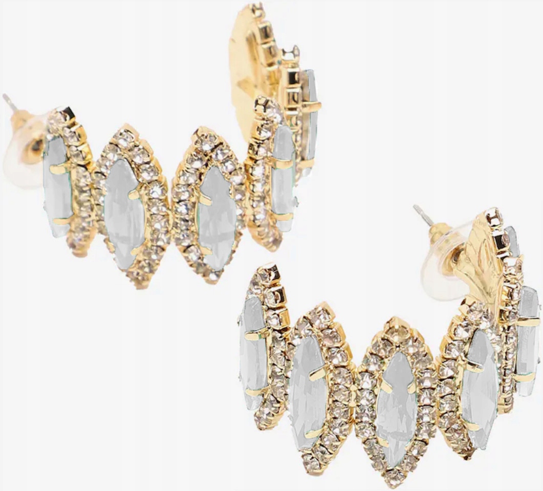 Velké zlaté Náušnice s kamínky Elegantní stylové náušnice