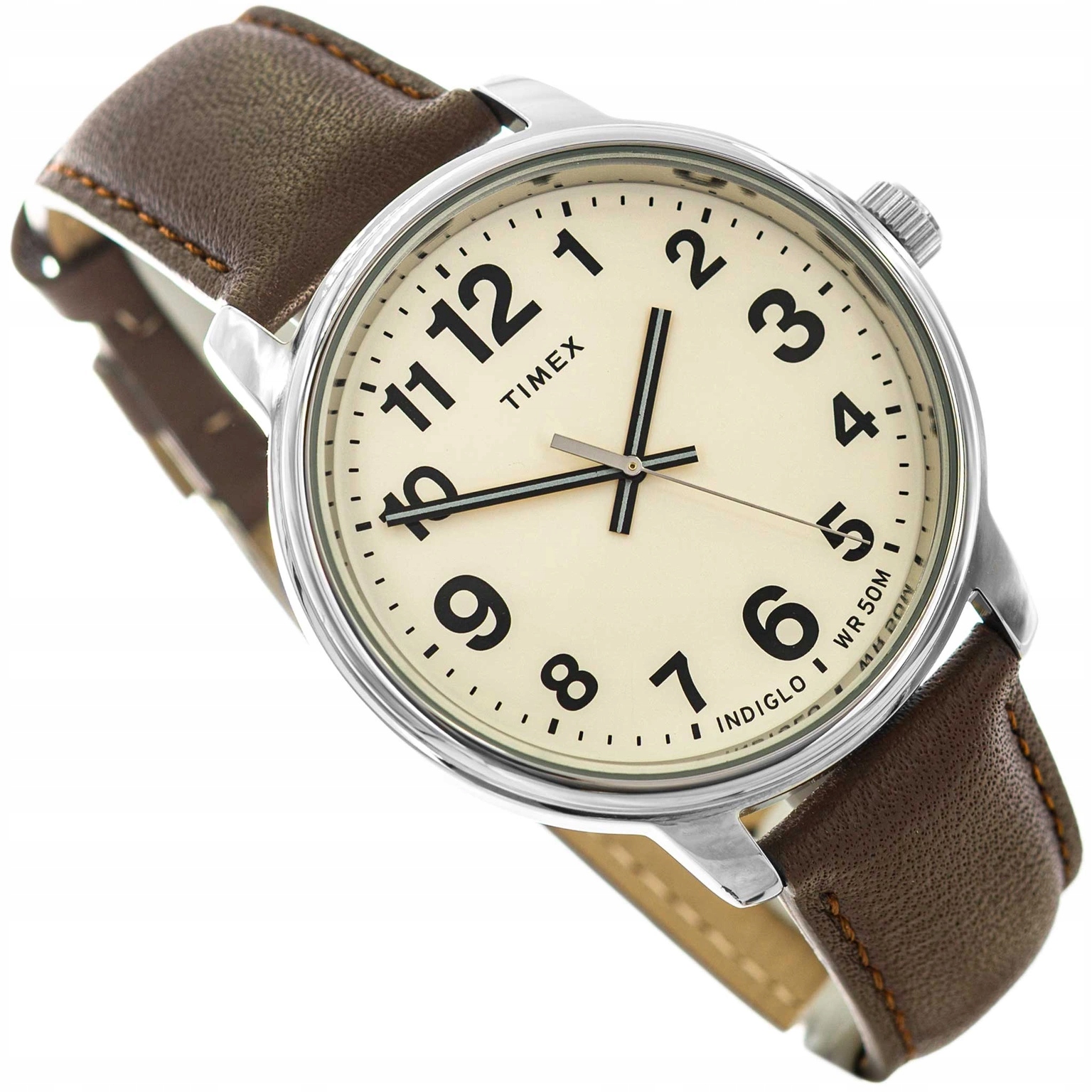Pánské Hodinky Timex TW2V21300 Easy Reader Hnědé Na Řemínku Typu Indiglo