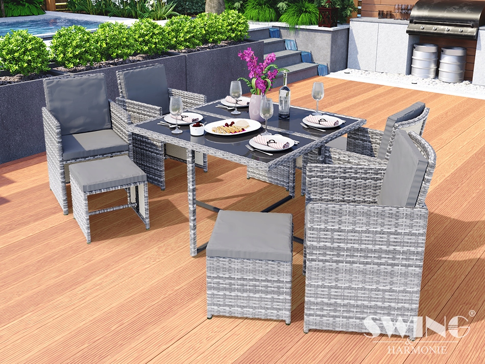 VEGAS MEBLE OGRODOWE POLYRATTAN 9 el. CZARNY EAN (GTIN) 4054748012876