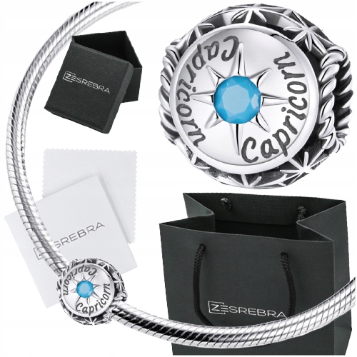 

Charms srebro 925 koralik znak zodiaku Koziorożec