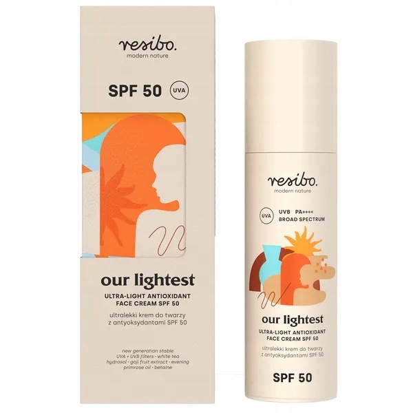 Resibo Our Lightest, ultralehký krém na obličej s antioxidanty, Spf 50, 5