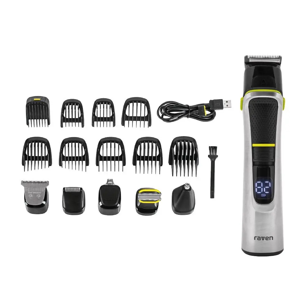 Trymer Golarka Raven EST006 15 nasadek 60min IPX5 Usb Etui