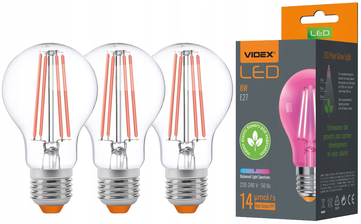 

Żarówka do upraw roślin Videx Led 8W bicolor 3szt