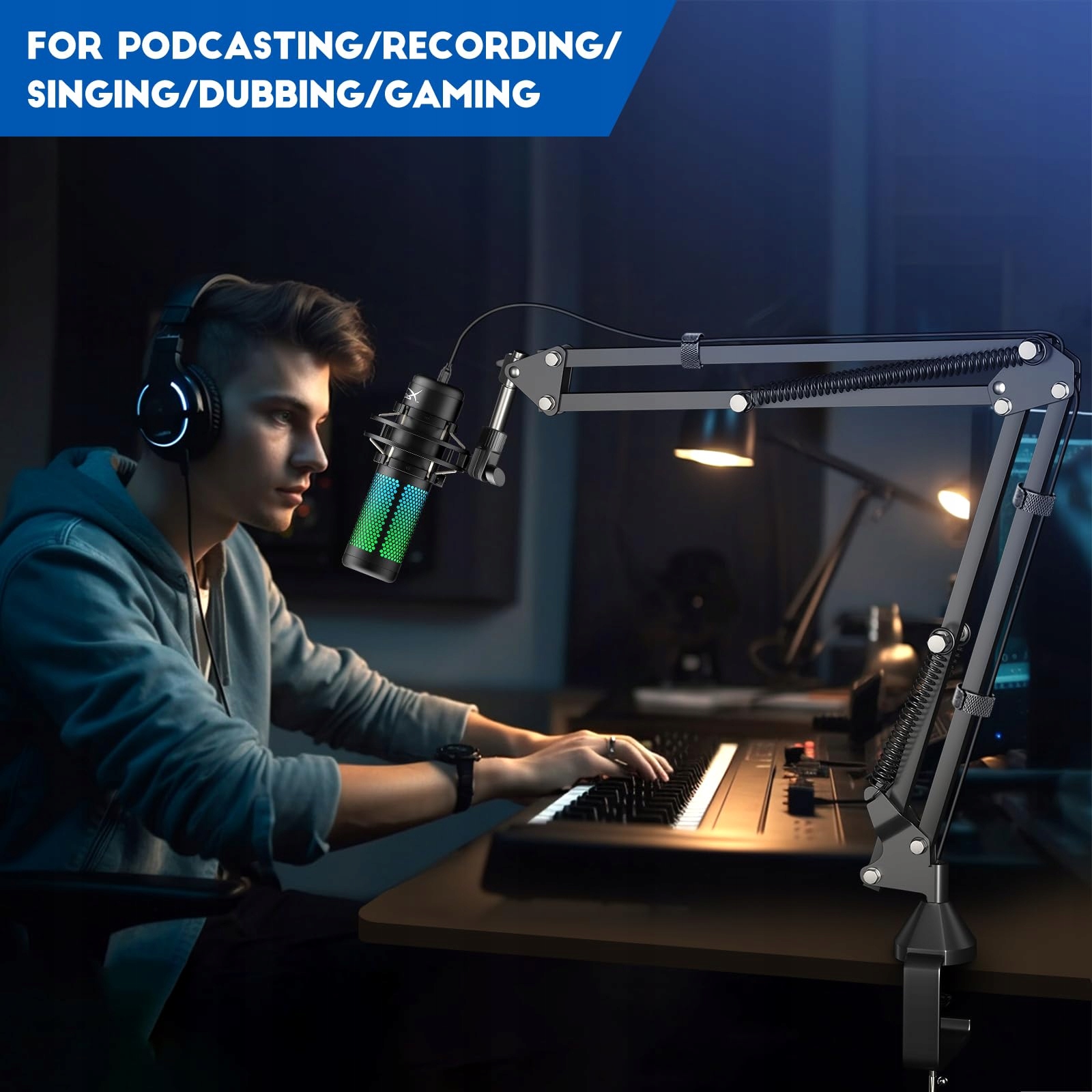 AOKEO AK-35 Statyw Mikrofonowy Do Blue Yeti Snowball HyperX Elgato Studio — miniatura 7