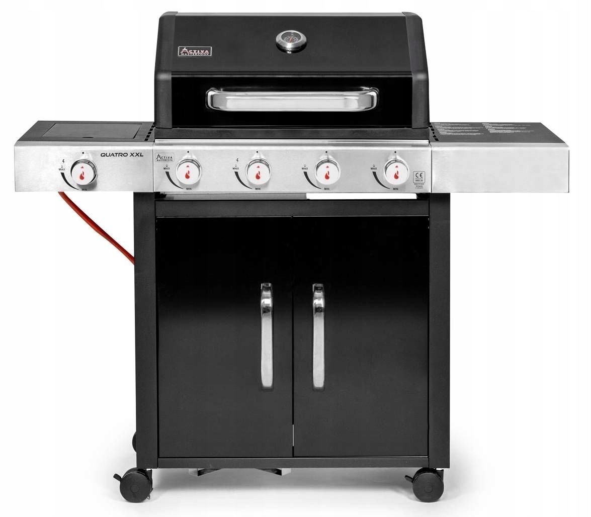 Activa Grill Gazowy Quatro Black 4+1 Ruszt Żeliwny (12,0 3,2 kW) 19744G