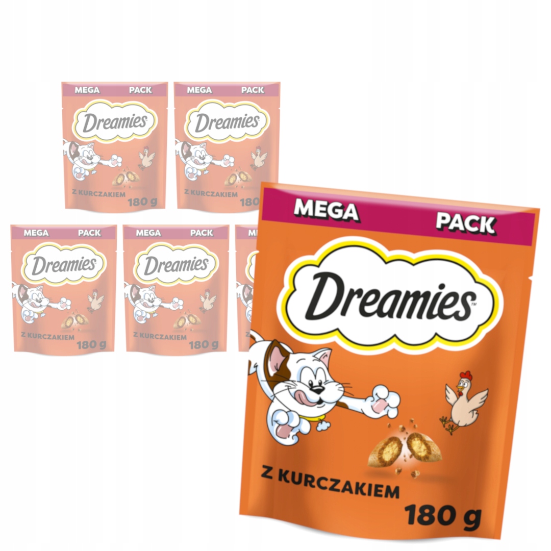 Levně Dreamies s lahodným kuřecím masem Pack 6x180 g Pochoutky Pro Kočky