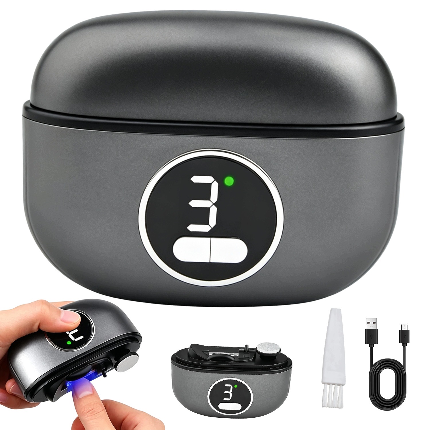 Elektrický Kleštič Na Nehty Seniorů Inteligentní Pilník 3V1 Usb-c
