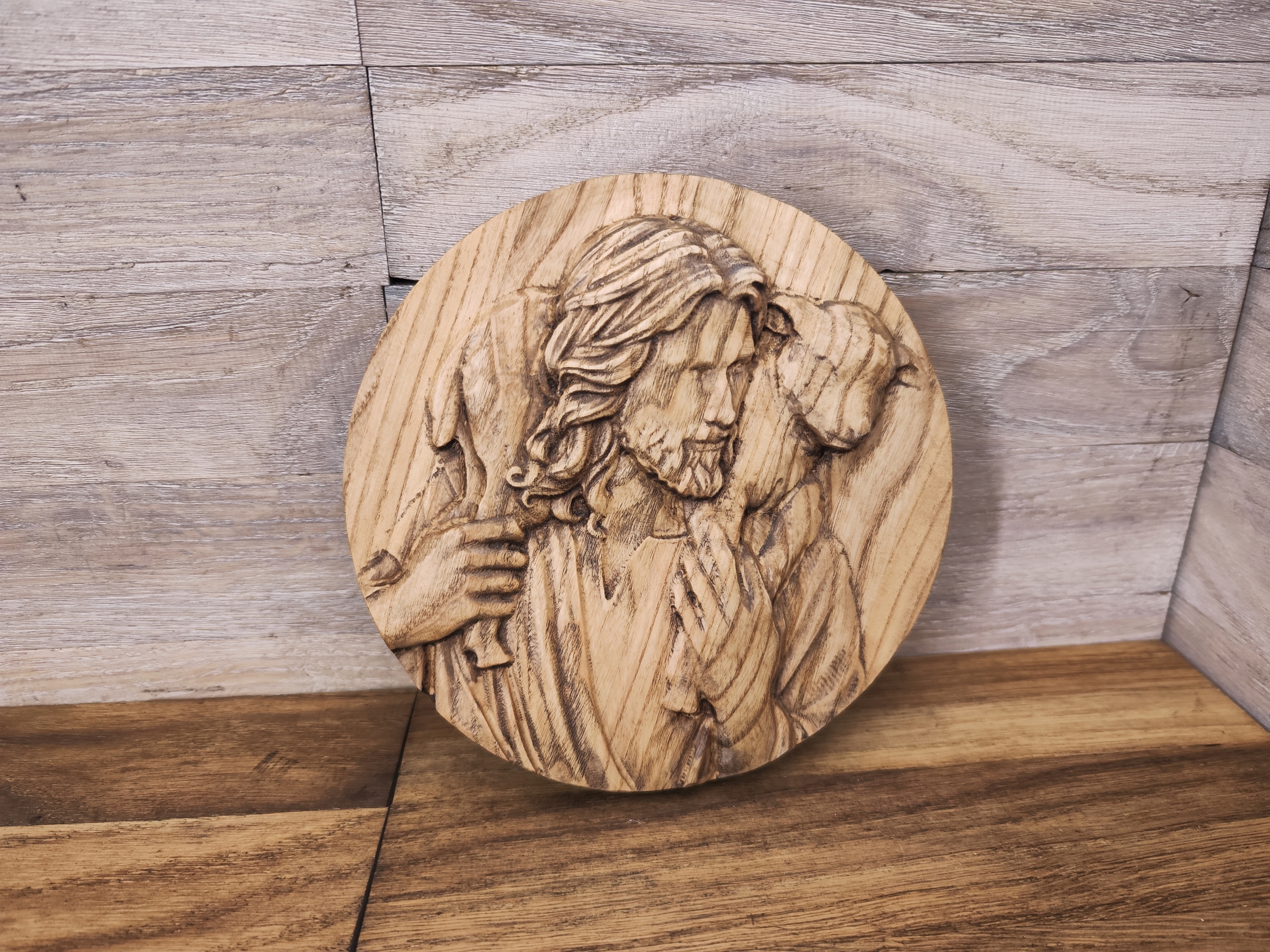 Obraz obrázek dřevěný dárek k přijímání suvenýr 20cm Ježíš s beránkem