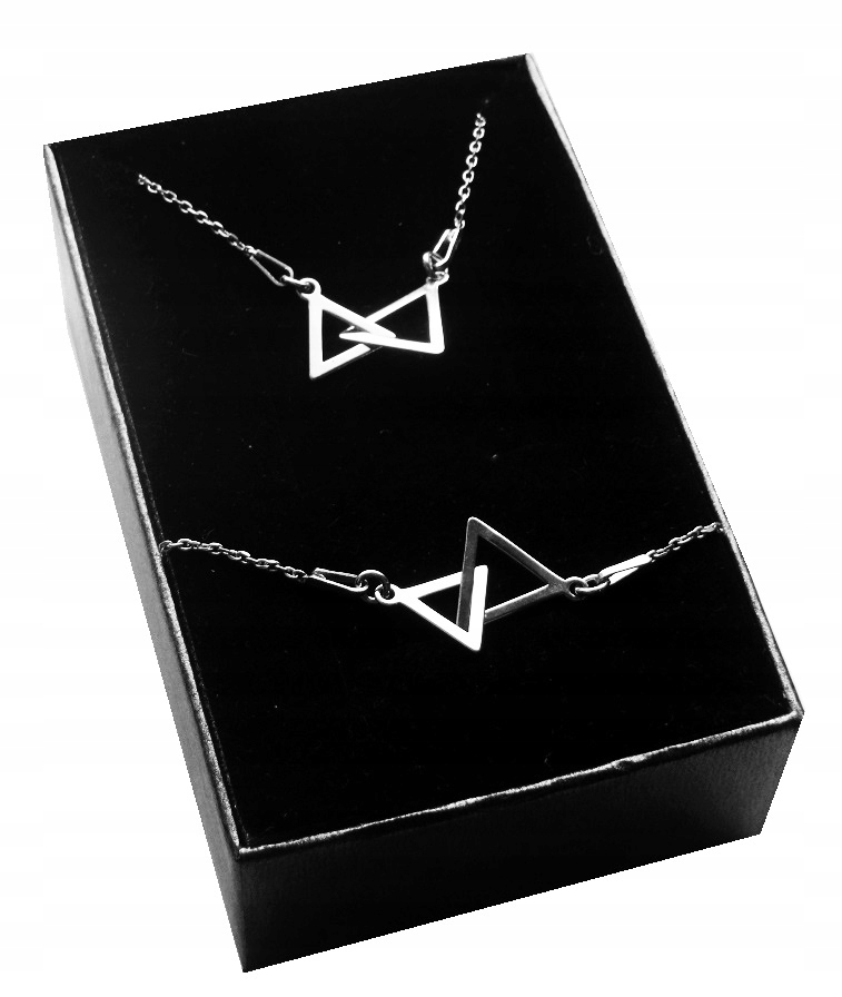 

Srebrny komplet Celebrytka trójkąty srebro925