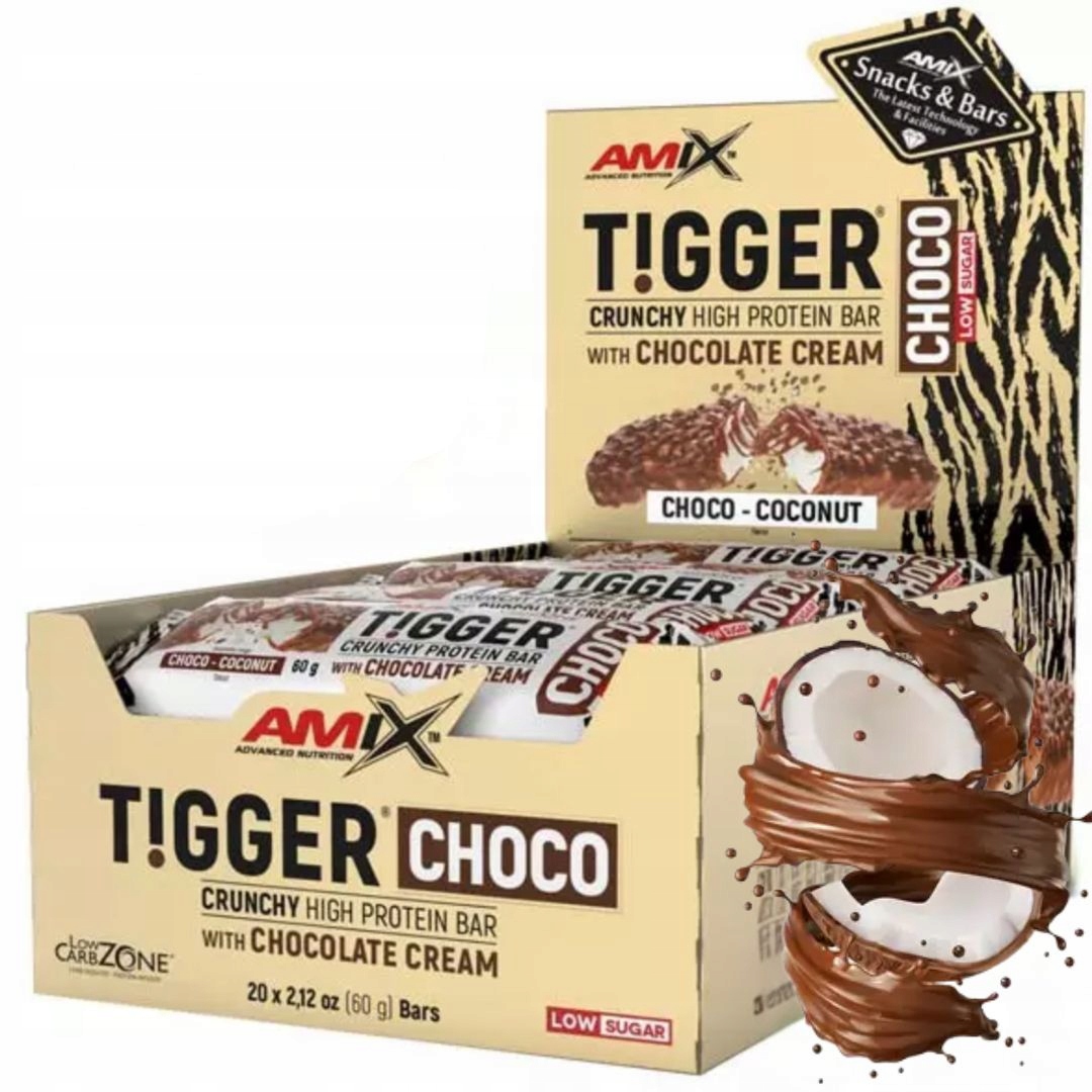 Amix tyčinka Tigger 60 g Energia protein doplněk stravy proteinový wPC čokoláda-kokos