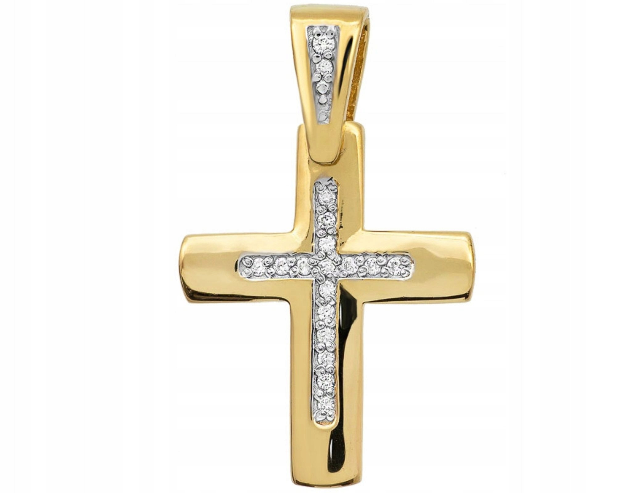 Zlatý přívěsek s křížkem a diamanty 585 brilianty