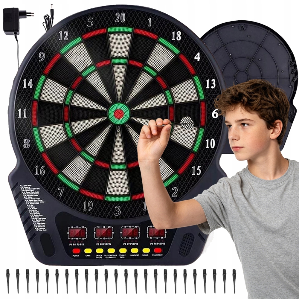 Elektroniczna Tarcza Do Rzutek Z Siatką Ochronną 27 Kategorii Gier Led