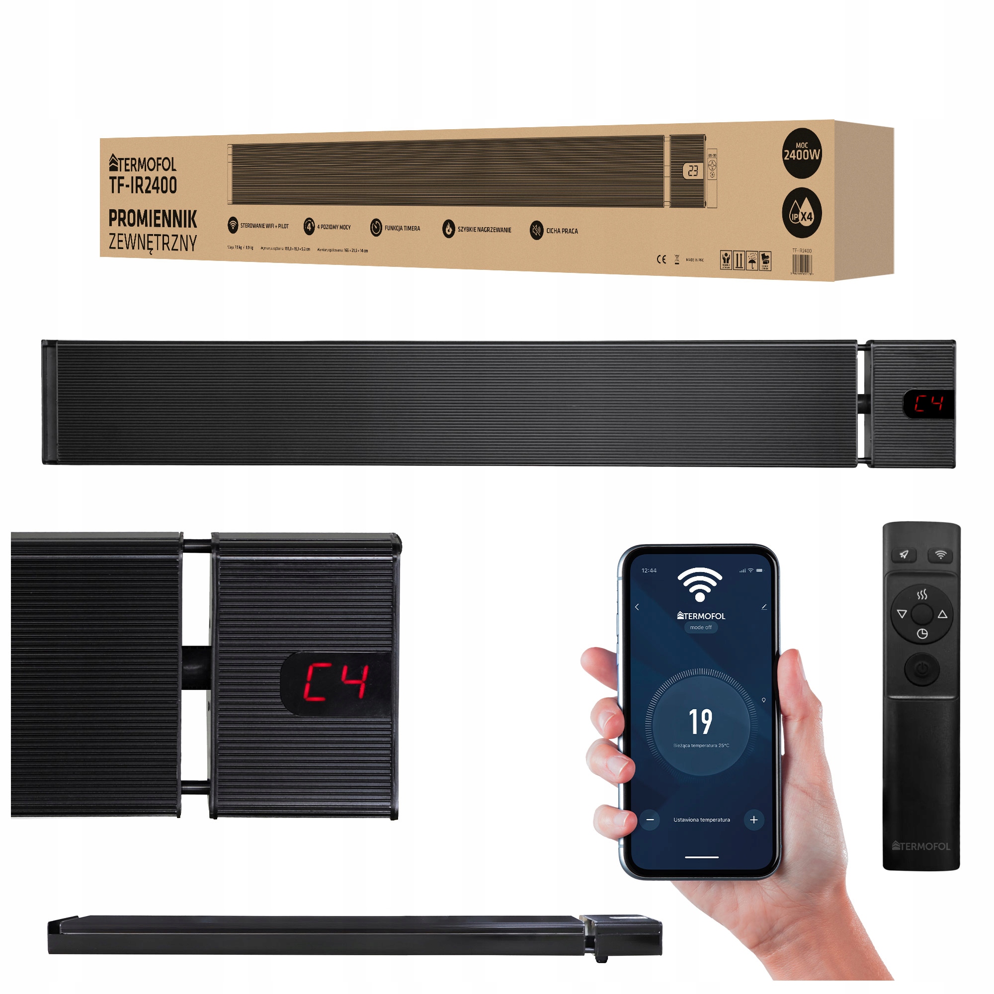 Vonkajší infračervený ohrievač Žiarič s Termostat 2400W WiFi diaľkovým ovládaním