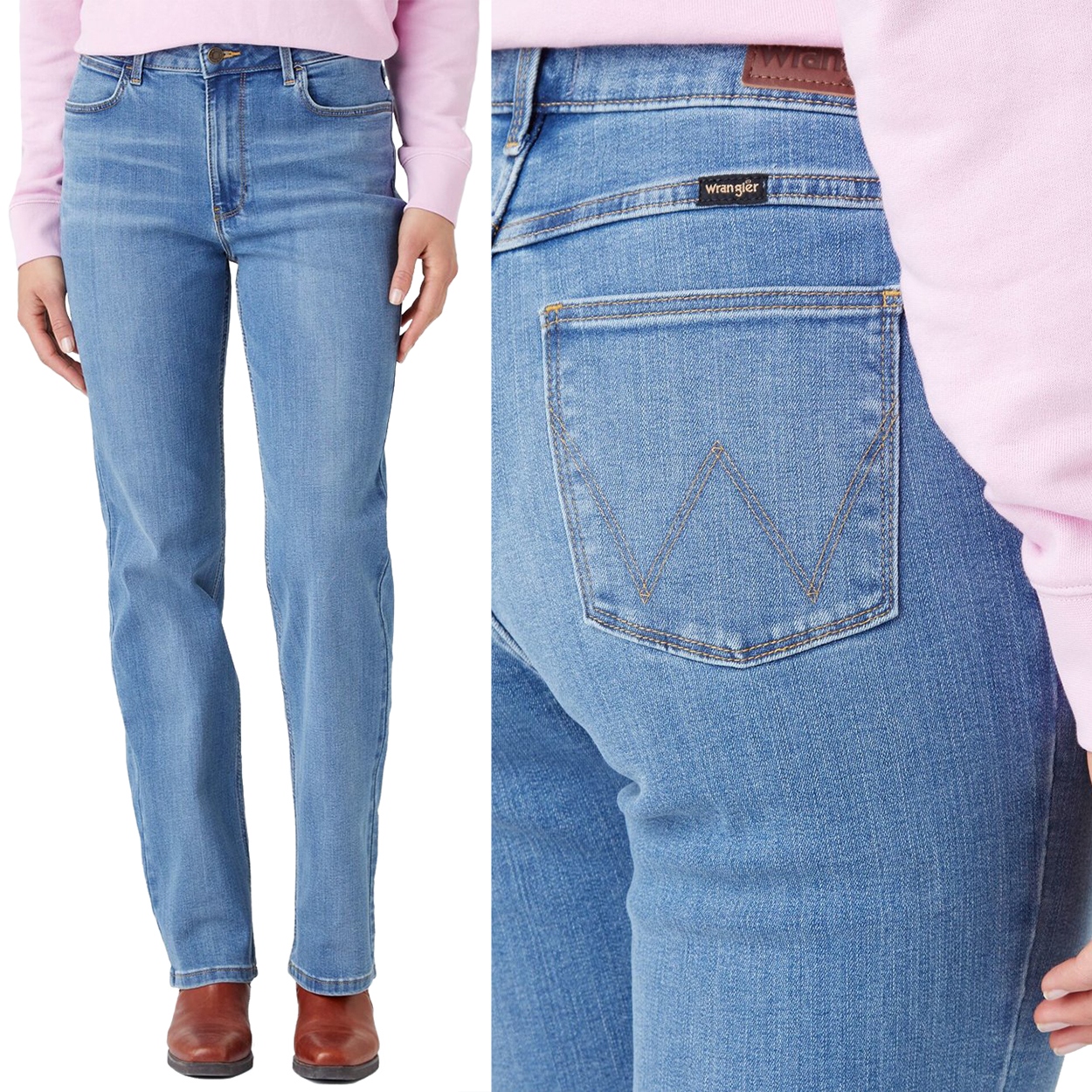 Wrangler Straight Rocky Proste Blue Džíny Dámské Džínové Kalhoty W27 L32