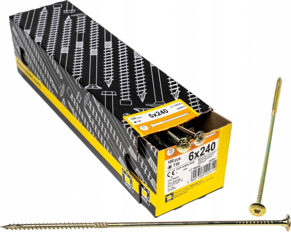 

Wkręty ciesielskie talerzowe Tx 6x240 drewna 100sz