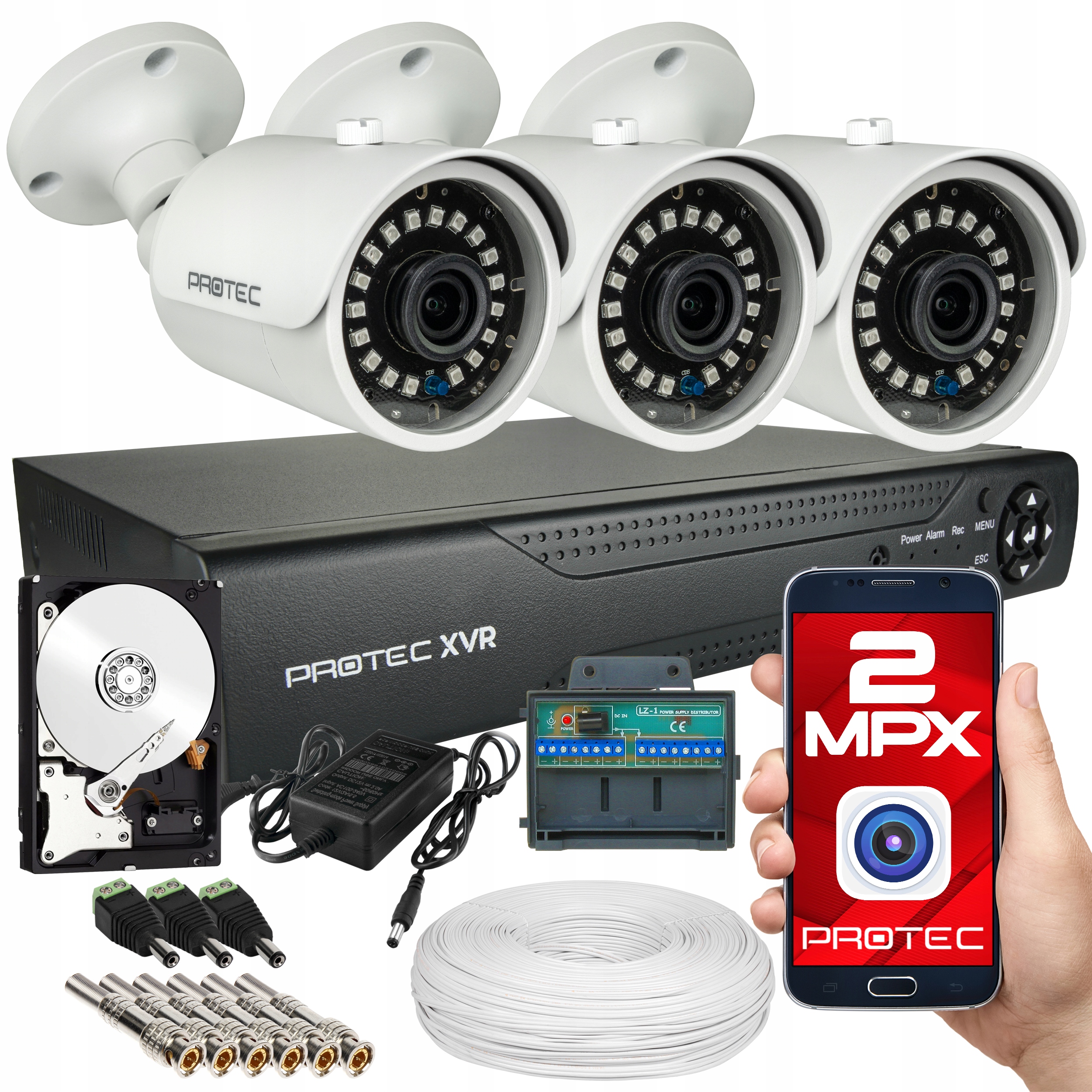 ZESTAW DO MONITORINGU 3 KAMERY TUBOWE ZEWNĘTRZNE