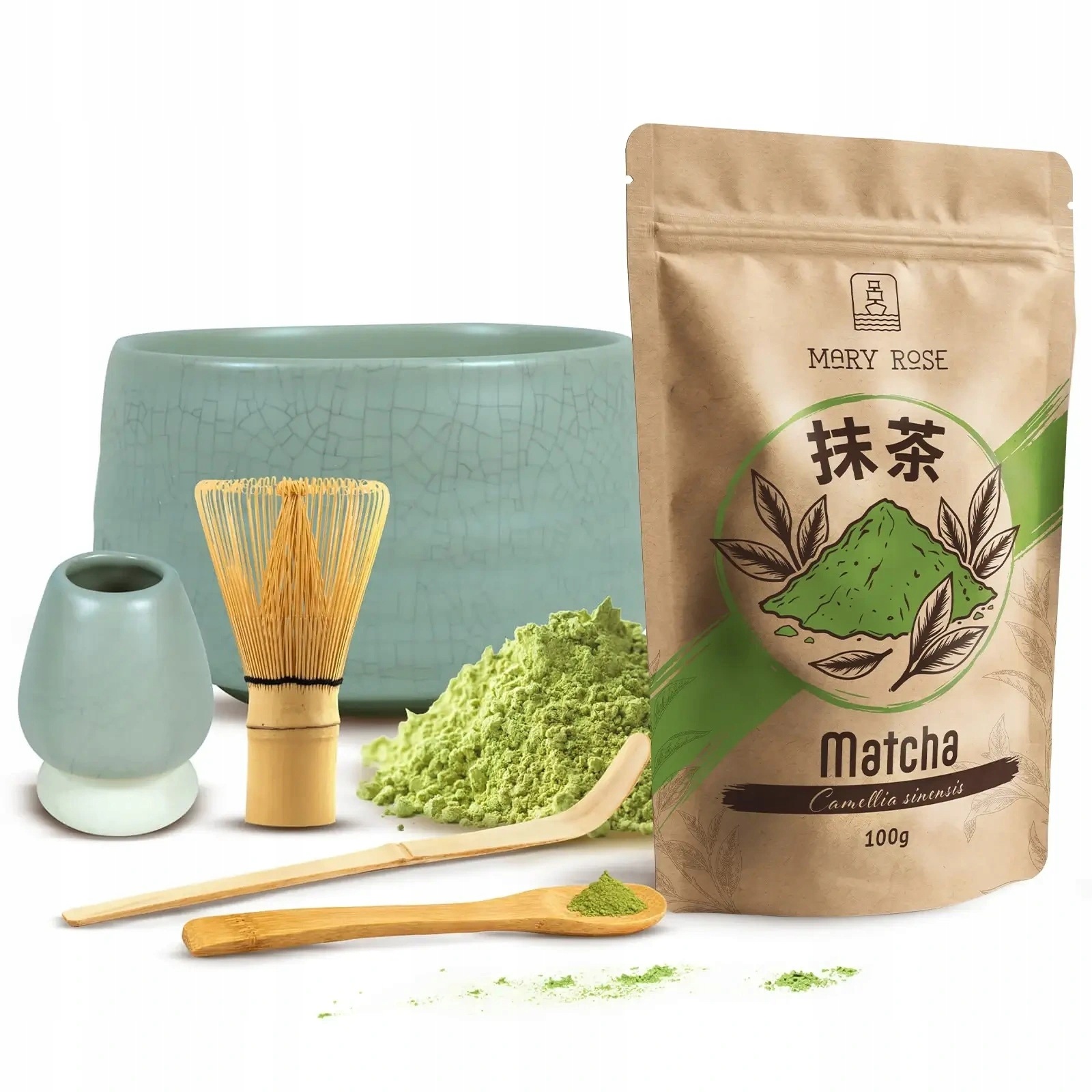 Zestaw Kiretsu do parzenia Matchy Codzienna Matcha 100g Akcesoria Bambus