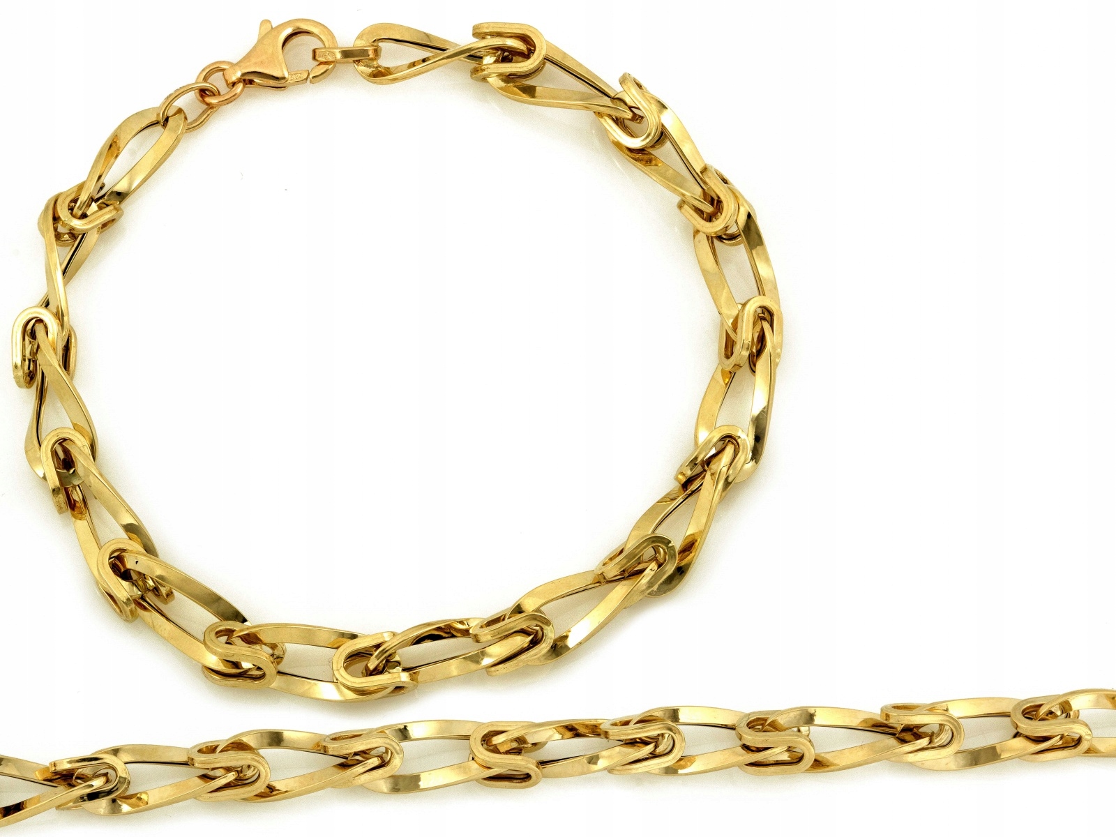 Elegantní zlatý náramek 585 z propletených článků r18, velké články 3.25 g