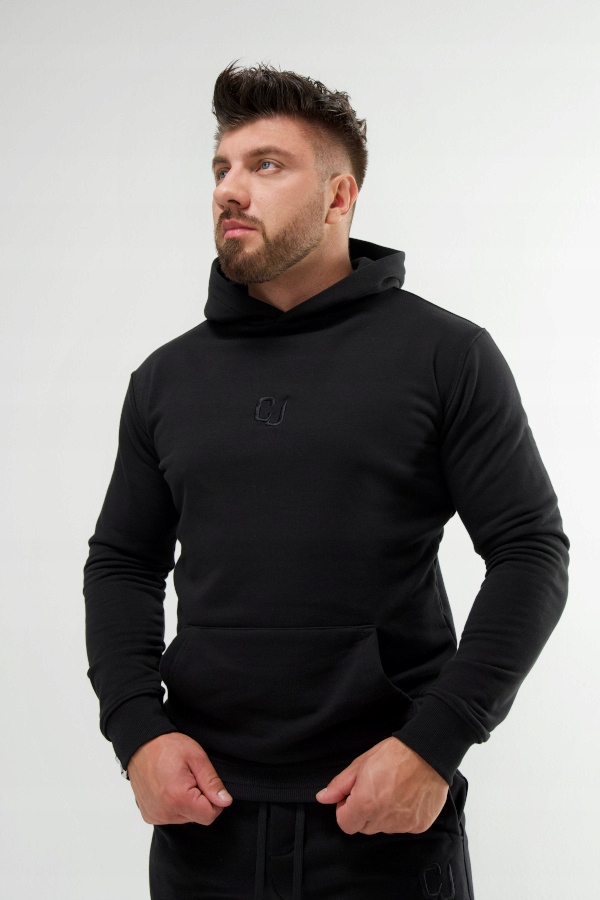 Pánská mikina kapuce Cj Wear černá bavlna černá výšivka velikost XL Pro Páry