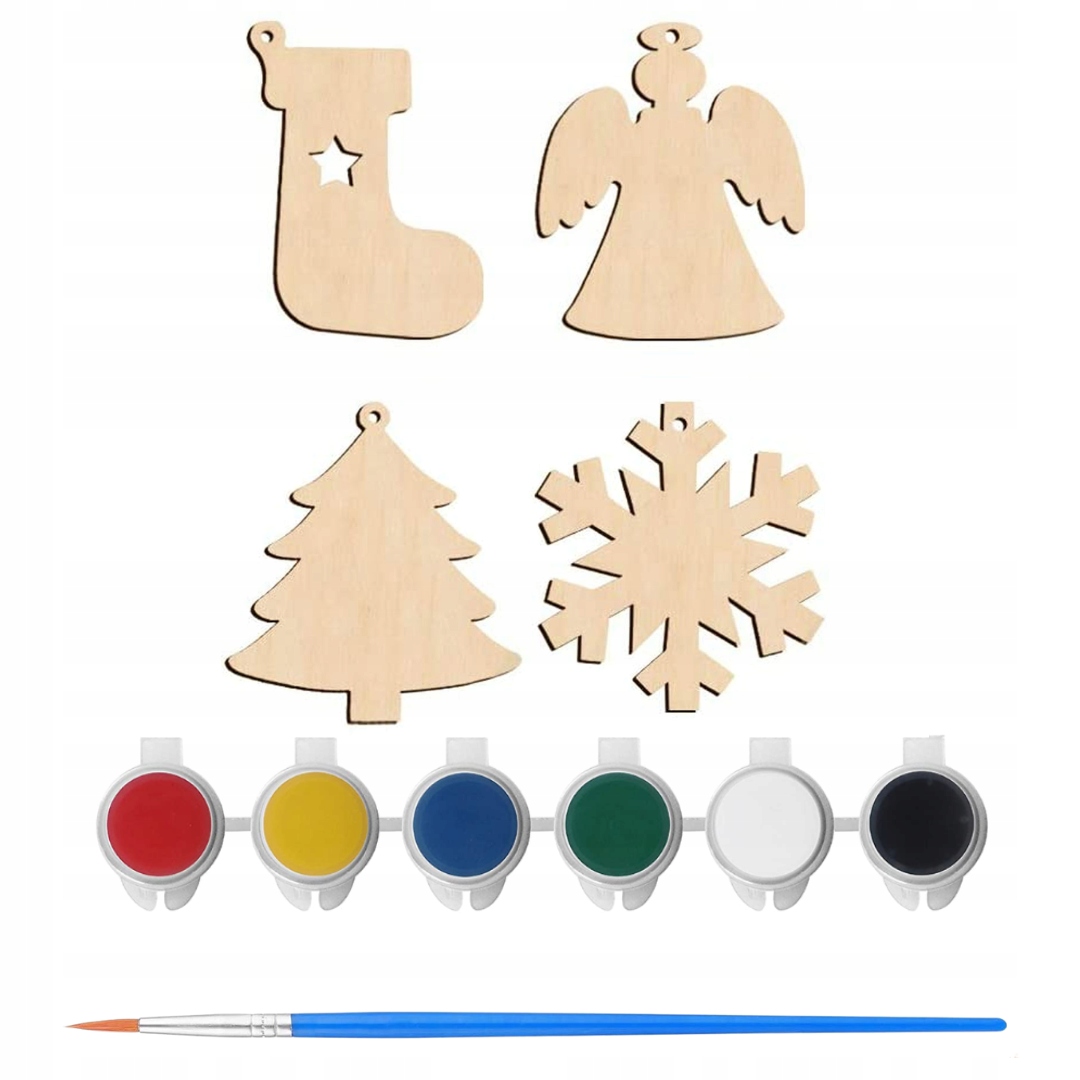 BOMBKI DO MALOWANIA DREWNIANE ZAWIESZKI ŚWIĄTECZNE FARBY DIY prezent dzieci Marka inna