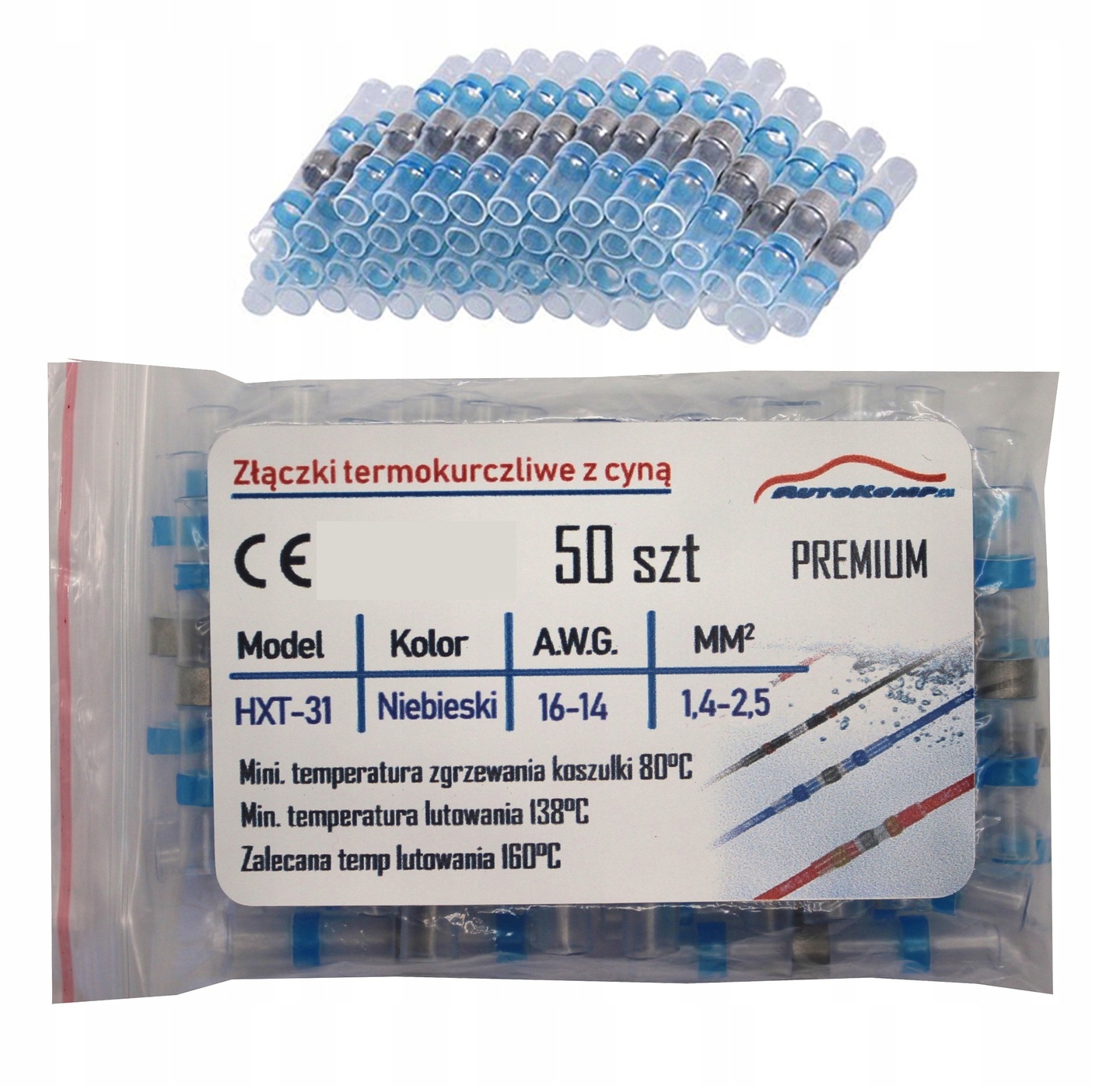 

Złączki koszulki Termokurczliwe Z Cyną 50szt blue